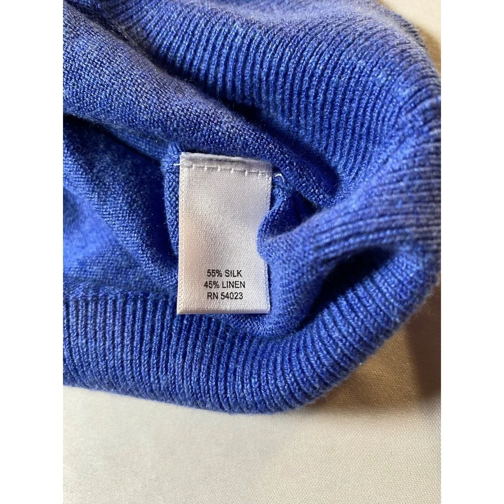 Banana Republic Mens Silk Linen V-Neck Sweater Blue Large RN54023